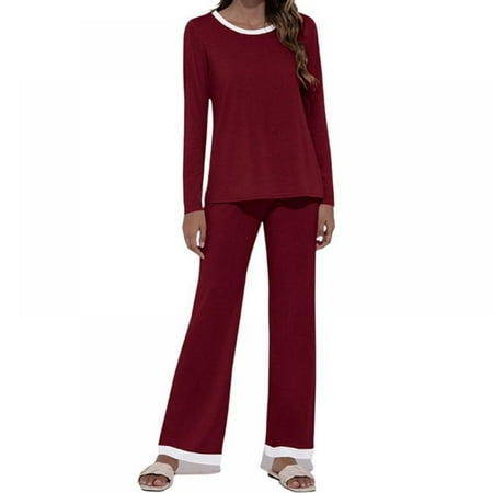 Autumn New Large Home Casual Round Collar Splice Set Two-piece Soft Pajamas Women Red XXL
Autumn New Large Home Casual Round Collar Splice Set Two-piece Soft Pajamas Women Red XXL