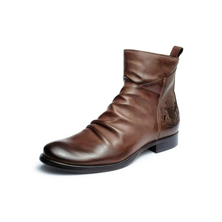 SIMANLAN Mens Leather Boot Pleated Dress Boots Embroidered Ankle Booties Formal Comfortable Office Side Zip Brown 9
SIMANLAN Mens Leather Boot Pleated Dress Boots Embroidered Ankle Booties Formal Comfortable Office Side Zip Brown 9