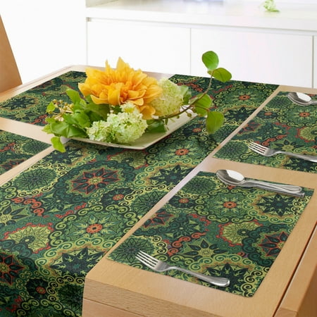Mandala Table Runner & Placemats Overlapping Retro Antique Round Flowers Native Culture Set for Dining Table Decor Placemat 4 pcs + Runner 12 x90 Pale Green Dark Green by Ambesonne
Mandala Table Runner & Placemats Overlapping Retro Antique Round Flowers Native Culture Set for Dining Table Decor Placemat 4 pcs + Runner 12 x90 Pale Green Dark Green by Ambesonne