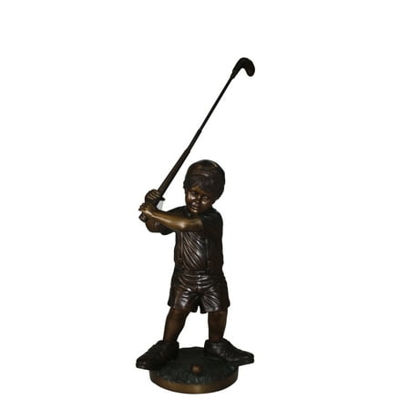 Golfer Boy Bronze - Big shoes - Size: 18 L x 14 W x 49 H.