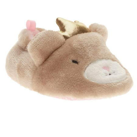Infant Girls Plush Brown Princess Bear Baby Slippers Prewalk House Shoes 6