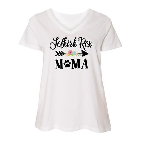 Inktastic Selkirk Rex Mama with Flowers and Arrow Women s Plus Size V-Neck