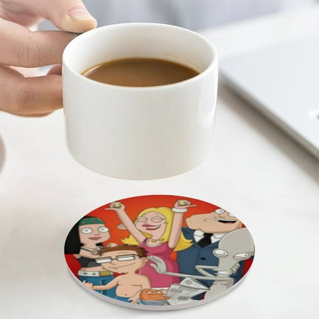 American Dad! Ceramic Coasters 4 Pcs These coasters are perfect for decorating your kitchen living room bedroom or office restaurant and bar 4.1inx4.1in. 
American Dad! Ceramic Coasters 4 Pcs These coasters are perfect for decorating your kitchen living room bedroom or office restaurant and bar 4.1inx4.1in.