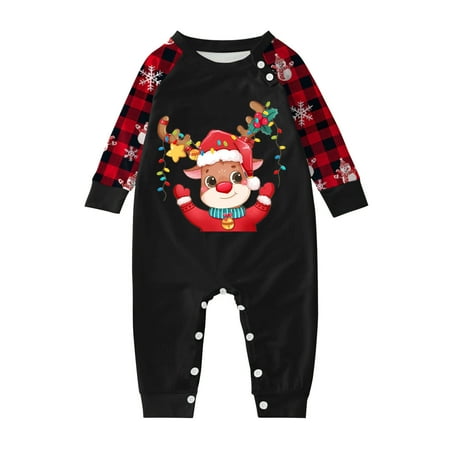Christmas Pajamas for Family Parent-Child Outfit Winter Fall Suit Xmas Cute Print Sleepwear Matching Print Plaid Pjs Pajama Sets
