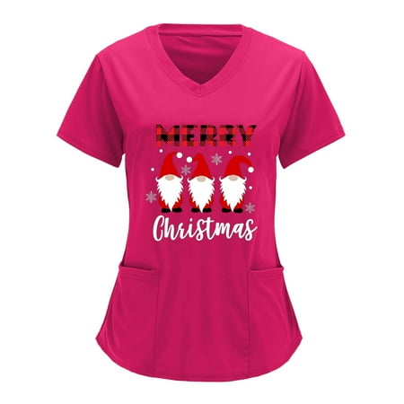 Women Scrubs Top Nurses Clothing Working Uniform Top Care Workwear V-Neck Solid Color Overalls Christmas Printing Solid Color Short Sleeve Top
Women Scrubs Top Nurses Clothing Working Uniform Top Care Workwear V-Neck Solid Color Overalls Christmas Printing Solid Color Short Sleeve Top