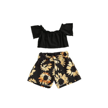 IZhansean Summer Fashion Kids Girls Clothes Off Shoulder Short Sleeve T Shirts Sunflowers Shorts Sets Black 2-3 Years
IZhansean Summer Fashion Kids Girls Clothes Off Shoulder Short Sleeve T Shirts Sunflowers Shorts Sets Black 2-3 Years