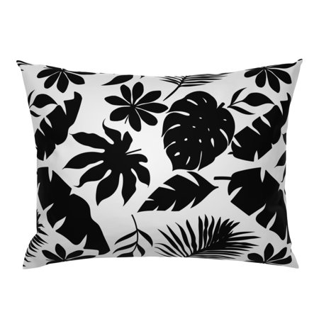 Bold Jungle Monochrome Desaturated Black And White Pillow Sham by Roostery