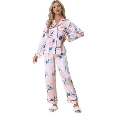Unique Bargains Women s Pajama Set Satin Silky Floral Shirt and Pants 2pcs Sleepwear Sets
Unique Bargains Women s Pajama Set Satin Silky Floral Shirt and Pants 2pcs Sleepwear Sets