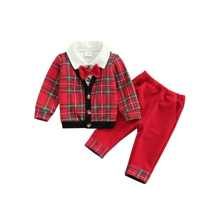 Toddler Baby Boys Winter 2 Pcs Christmas Plaid Long Sleeve Tops with Fake Shirt and Pants Formal Suits Set
Toddler Baby Boys Winter 2 Pcs Christmas Plaid Long Sleeve Tops with Fake Shirt and Pants Formal Suits Set