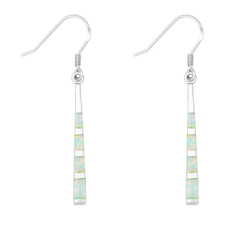 Beaux Bijoux Sterling Silver White Opal Striped Vertical Bar Earrings (Multiple colors available)