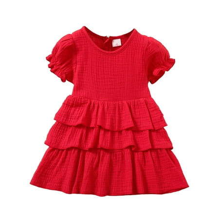 KIMI BEAR Infant Girls Dress 3T Infant Girls Spring Summer Dress 4T Infant Girls Pure Color Plain Short Sleeve Basic Dress Red
KIMI BEAR Infant Girls Dress 3T Infant Girls Spring Summer Dress 4T Infant Girls Pure Color Plain Short Sleeve Basic Dress Red