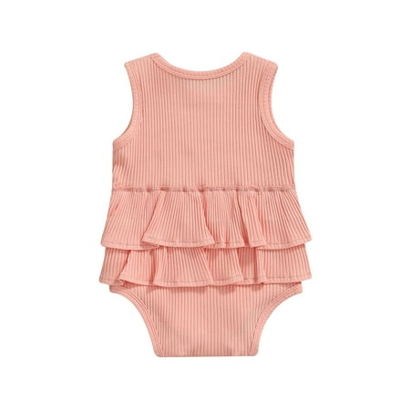 Suanret Infant Newborn Baby Girls Ruffle Sleeveless Romper Solid Color Button V-neck Triangle Jumpsuits Bodysuit Pink 12-18 Months
Suanret Infant Newborn Baby Girls Ruffle Sleeveless Romper Solid Color Button V-neck Triangle Jumpsuits Bodysuit Pink 12-18 Months