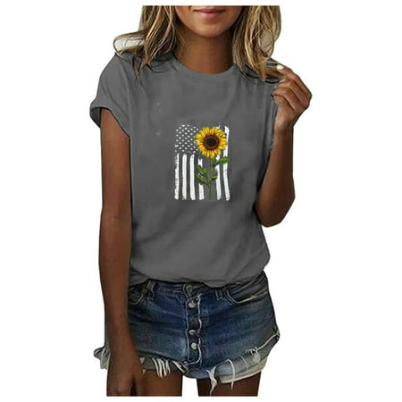 Cute Summer Tops for Women Plus Size Tops Sunflower Print Short Sleeve T-Shirt Tops Casual Trendy Loose Blouse Tops
Cute Summer Tops for Women Plus Size Tops Sunflower Print Short Sleeve T-Shirt Tops Casual Trendy Loose Blouse Tops