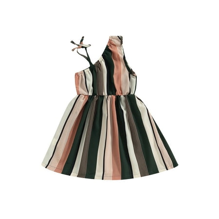 Frobukio Kids Little Girls Dress Vertical Stripe Spaghetti Strap Sling Dress Summer Elastic Waist Princess Dress White Green 4-5 Years 
Frobukio Kids Little Girls Dress Vertical Stripe Spaghetti Strap Sling Dress Summer Elastic Waist Princess Dress White Green 4-5 Years
