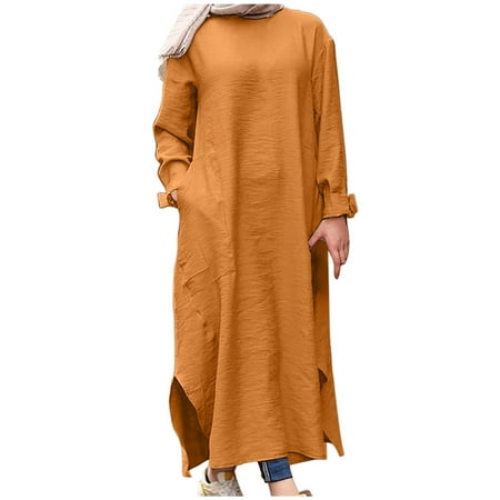 Airpow Long Sleeve Round-Neck Mid-Calf Dress Dress Shoes For Women Women s Fashion Round Neck Loose Pockets Long Sleeve Solid MId-Calf Long Dress Yellow M
Airpow Long Sleeve Round-Neck Mid-Calf Dress Dress Shoes For Women Women s Fashion Round Neck Loose Pockets Long Sleeve Solid MId-Calf Long Dress Yellow M