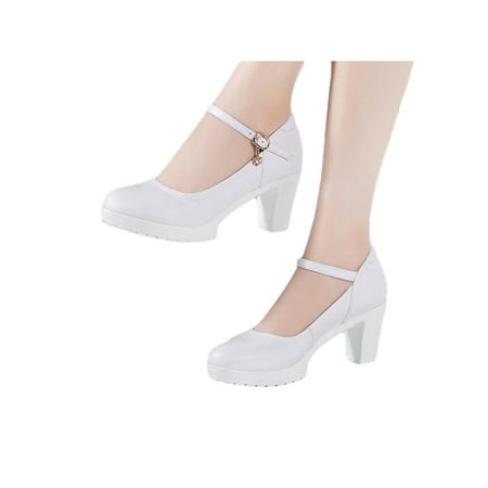 Eloshman Women High Heels Ankle Strap Pumps Buckle Work Shoes Casual Lightweight Chunky Platform Shoe Soft Dress Pump White 7CM 4
Eloshman Women High Heels Ankle Strap Pumps Buckle Work Shoes Casual Lightweight Chunky Platform Shoe Soft Dress Pump White 7CM 4