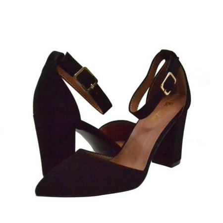 Bonnibel Women s LEONA-1 Pointy Toe Ankle Strap Block Heels