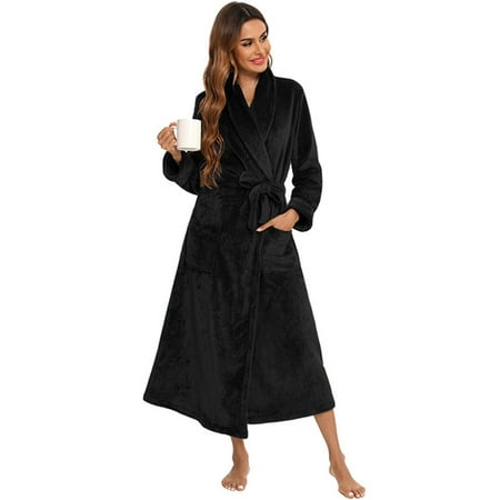 Womens Fleece Bathrobe Shawl Collar Soft Plush SPA Robe Long Sleeve Full Length Comfy Warm Nightdress with 2 Front Pockets Winter Shower Robes Sleepwear Nightgown Elegant Lady Plush Robe S-2XL Black
Womens Fleece Bathrobe Shawl Collar Soft Plush SPA Robe Long Sleeve Full Length Comfy Warm Nightdress with 2 Front Pockets Winter Shower Robes Sleepwear Nightgown Elegant Lady Plush Robe S-2XL Black