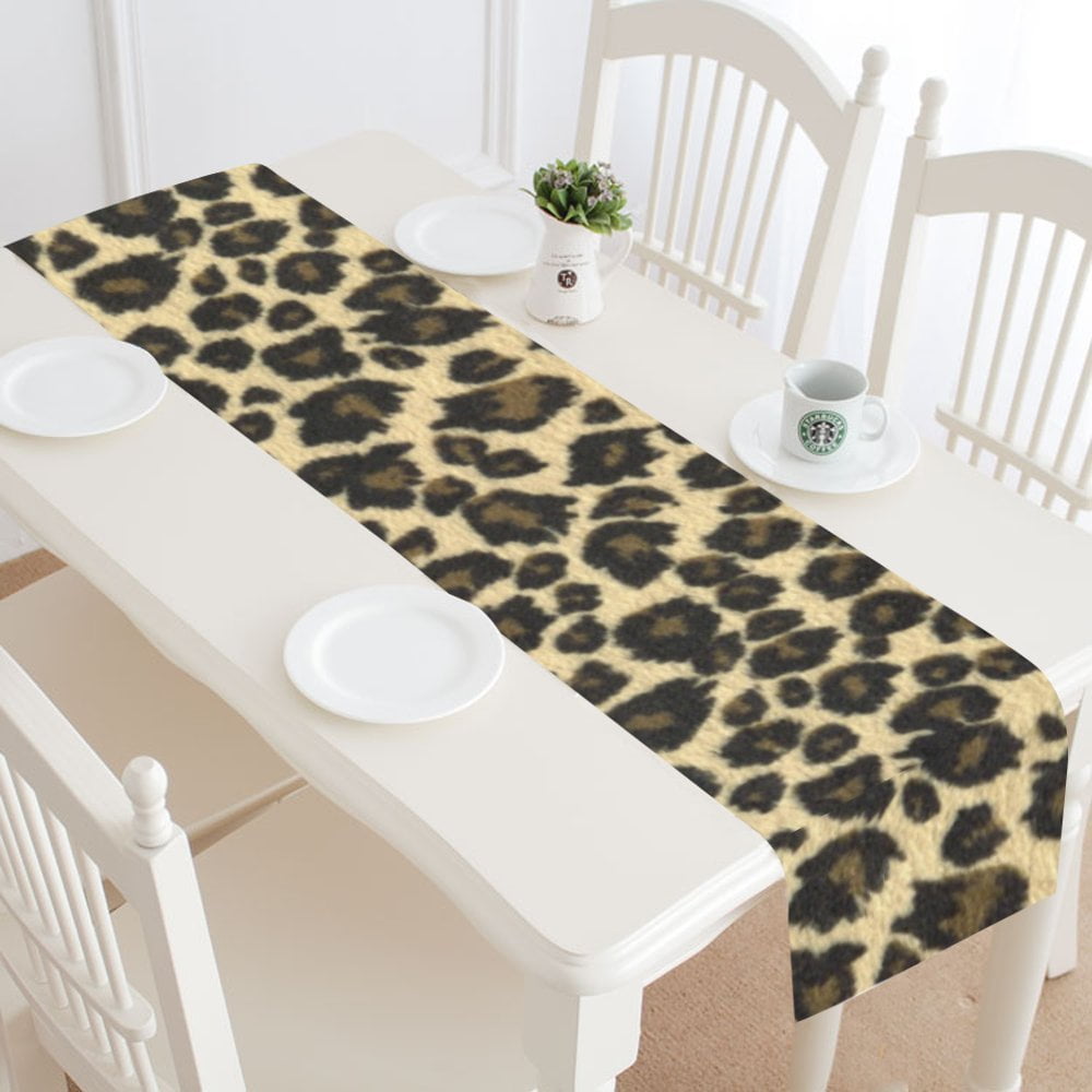 Mkhert Leopard Print Table Runner For Wedding Party Banquet Decoration