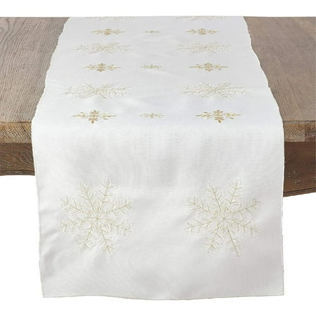 Neve Collection Snowflake Design Table Runner 16 x 72 Ivory