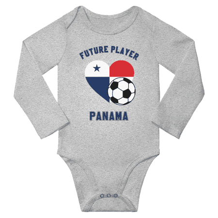 Future Panama Soccer Player Baby Long Slevve Bodysuit Romper (Gray 3-6 Months)