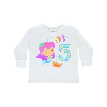 Inktastic Fifth Birthday Mermaid with fish and crab Gift Toddler Toddler Girl Long Sleeve T-Shirt
Inktastic Fifth Birthday Mermaid with fish and crab Gift Toddler Toddler Girl Long Sleeve T-Shirt