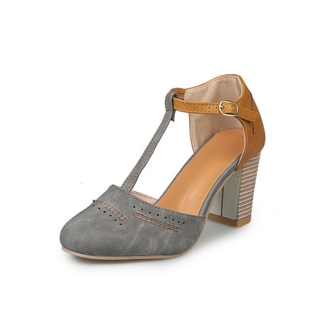 Daeful Ladies Shoes Ankle Straps Heels Color Stitching Sandals Everyday Casual Comfortable Closed Toe Pumps Gray 8.5
Daeful Ladies Shoes Ankle Straps Heels Color Stitching Sandals Everyday Casual Comfortable Closed Toe Pumps Gray 8.5