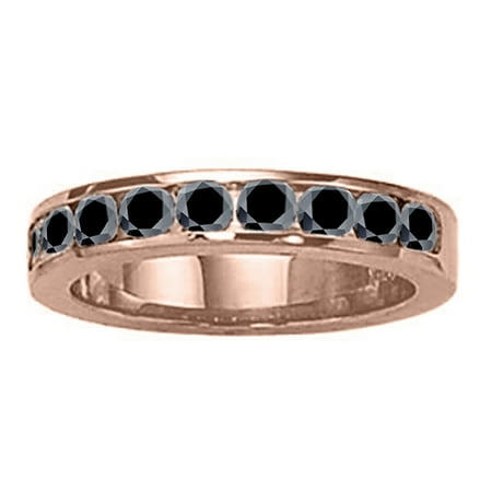 1 Ct. Ctw Engagement Black Diamond Wedding Band In 14K Solid Rose Gold
