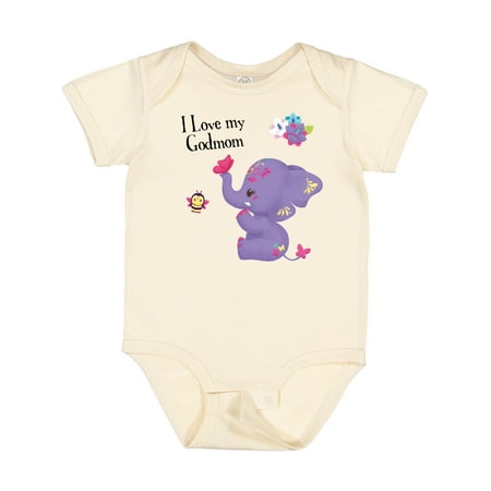 Inktastic Love My Godmom Yara Purple Elephant and Bee Gift Baby Girl Bodysuit
