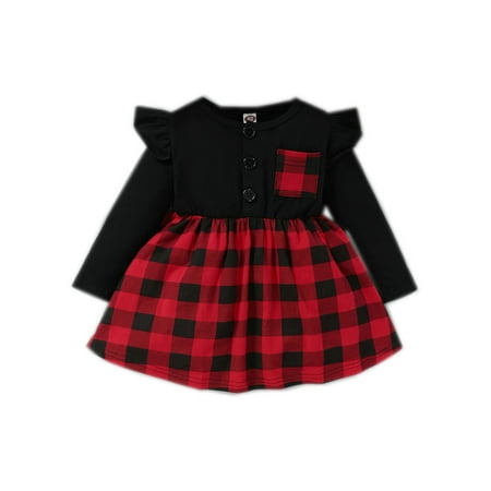 elfinBE Newborn Baby Girl Christmas Style Plaid Long Sleeve Buttons Pocket Casual Elegant A-line Loose Dress 0-18M
elfinBE Newborn Baby Girl Christmas Style Plaid Long Sleeve Buttons Pocket Casual Elegant A-line Loose Dress 0-18M
