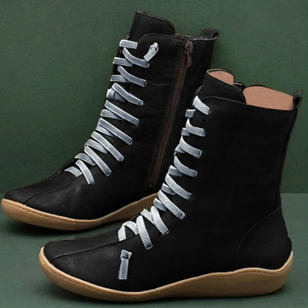 Yinguo Mid-Calf Boots Ankle Boots For Women Women s Shorts Boots Leopard Retro Shoes Ankle Boots