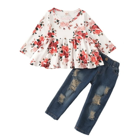OLLUISNEO Infant Baby Girls Pants Outfits 18 Months Winter Clothes 24 Months Floral Print Long Sleeve Top Ripped Denim Pants 2 PCS Set Multi-color
OLLUISNEO Infant Baby Girls Pants Outfits 18 Months Winter Clothes 24 Months Floral Print Long Sleeve Top Ripped Denim Pants 2 PCS Set Multi-color
