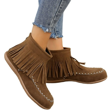 Mepaouo Women Tassels Riding Boots Vintage Round Toe Fringe Walking Slip on Ankle Booties(Coffee 8)
Mepaouo Women Tassels Riding Boots Vintage Round Toe Fringe Walking Slip on Ankle Booties(Coffee 8)