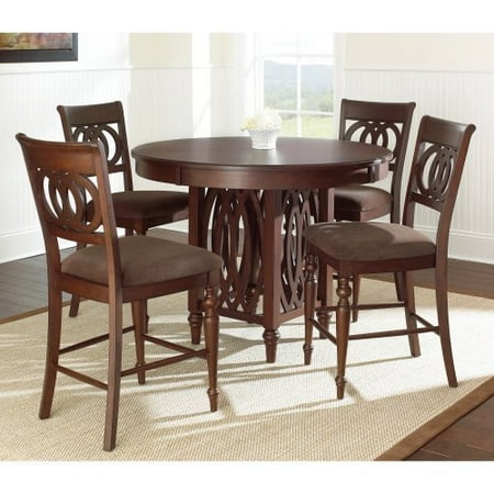 Steve Silver Dolly 5 Piece Counter Height Dining Table Set - Medium Brown Cherry