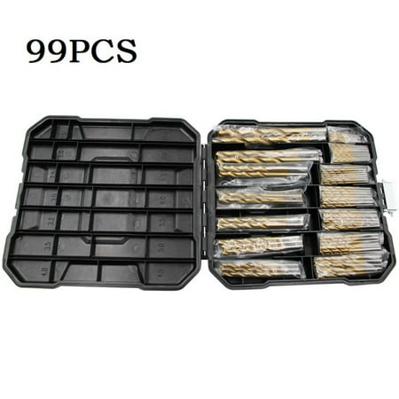 99Pcs Titanium Coated HSS Drill Bit Set for Wood Metal Kit 1.5-10mm with Case