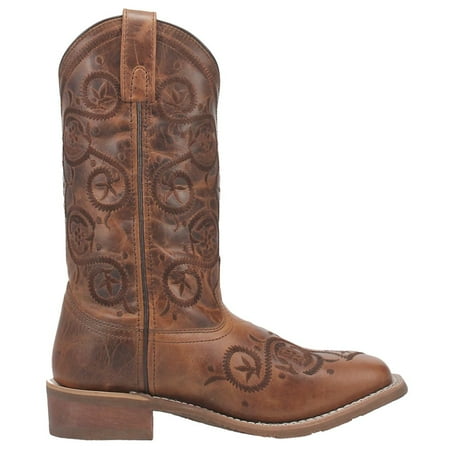 Laredo Womens Dizzie Square Toe Western Cowboy Boots Mid Calf Low Heel 1-2