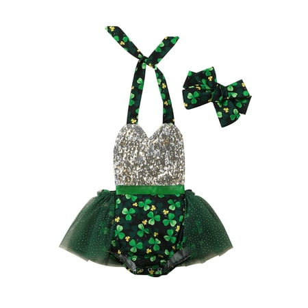 Calsunbaby Infant Baby Girl Romper 2PCS Set Clover Print Sequins Sleeveless Strappy Bodysuit Hairband
Calsunbaby Infant Baby Girl Romper 2PCS Set Clover Print Sequins Sleeveless Strappy Bodysuit Hairband
