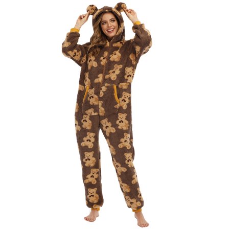 Kayotuas Women Winter Plush Onesie Pajamas Bear Pattern Zipper Warm Hooded Jumpsuit Romper
Kayotuas Women Winter Plush Onesie Pajamas Bear Pattern Zipper Warm Hooded Jumpsuit Romper