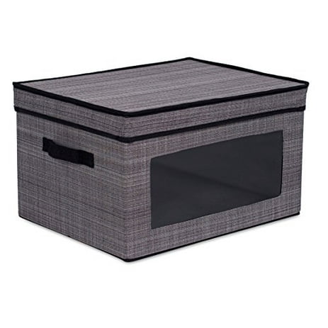 Internet's Best Adult Fabric Storage Box with Window Lids and Handles, Gray