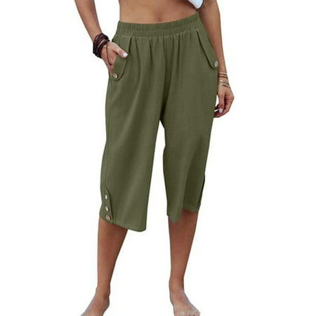 Capreze Women Capris Pants Solid Color Casual Loose Palazzo Trousers Buttons Decor Cotton Linen Pajama Bottoms
Capreze Women Capris Pants Solid Color Casual Loose Palazzo Trousers Buttons Decor Cotton Linen Pajama Bottoms