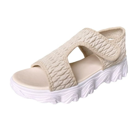ZHAGHMIN Thick Bottom Sandals Womens Summer Solid Color Breathable Mesh Open Toe Platform Casual Beach Sandals Soft Stretch Slippers Beige Size7
ZHAGHMIN Thick Bottom Sandals Womens Summer Solid Color Breathable Mesh Open Toe Platform Casual Beach Sandals Soft Stretch Slippers Beige Size7