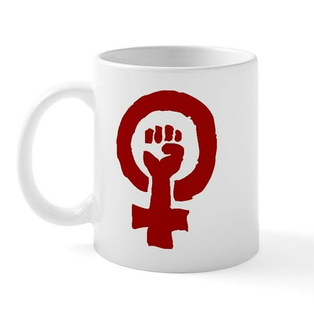 CafePress - Red Feminist POWER! Mug - 11 oz Ceramic Mug - Novelty Coffee Tea Cup