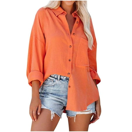 Womens Long Sleeve Basic Button Down Shirt Plus Size Solid Color Tshirt Turn Down Collar Loose Tunic Tops Fashion Long Sleeve Comfy Tunic Blouse Top for Ladies
Womens Long Sleeve Basic Button Down Shirt Plus Size Solid Color Tshirt Turn Down Collar Loose Tunic Tops Fashion Long Sleeve Comfy Tunic Blouse Top for Ladies