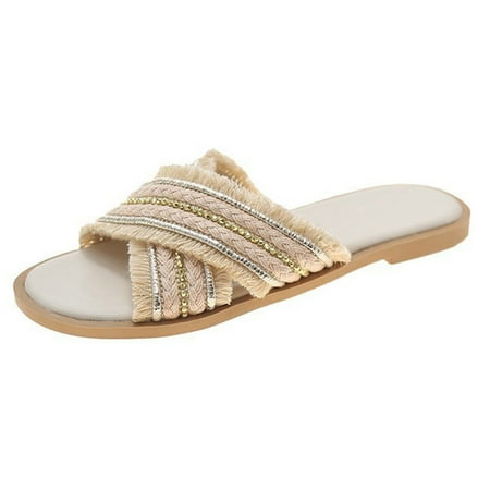 slipper for Women Womens Studded Flat Sandals Open Toe Slip On Tassel Crossed Strap Beach Vacation Slipper PU Dress Sandals for Women Beige
slipper for Women Womens Studded Flat Sandals Open Toe Slip On Tassel Crossed Strap Beach Vacation Slipper PU Dress Sandals for Women Beige