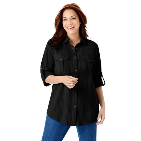Woman Within Women s Plus Size Cotton Gauze Bigshirt Bigshirt