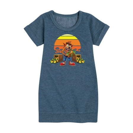 Crash Bandicoot - Crash With Whumpa - Toddler And Youth Girls Fleece Dress