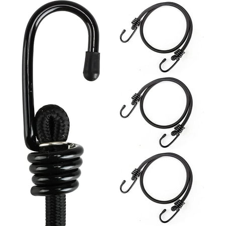 IMMEKEY Bungee Cord - Latex Black Heavy Duty Outdoor Bungee Cords with Hook