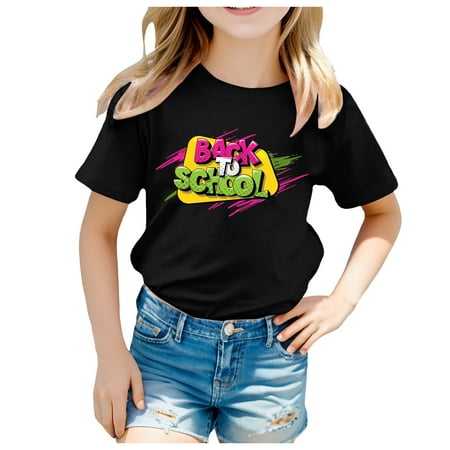 Girls T Shirts Kids School Season Back to School Season Printed Casual Short Sleeve Top T Shirt Back to School Supplies D-Black 120
Girls T Shirts Kids School Season Back to School Season Printed Casual Short Sleeve Top T Shirt Back to School Supplies D-Black 120