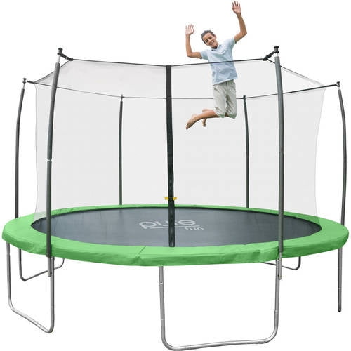 Pure Fun Dura-Bounce 12-Foot Trampoline, with Safety Enclosure, Green