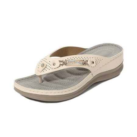 

Women s Soft Cushion Flip Flops Flops Thong Sandals Support Casual Orthotics Sandals 35 Apricot